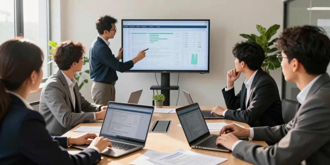 Team collaborating on call recording strategies in a modern office setting