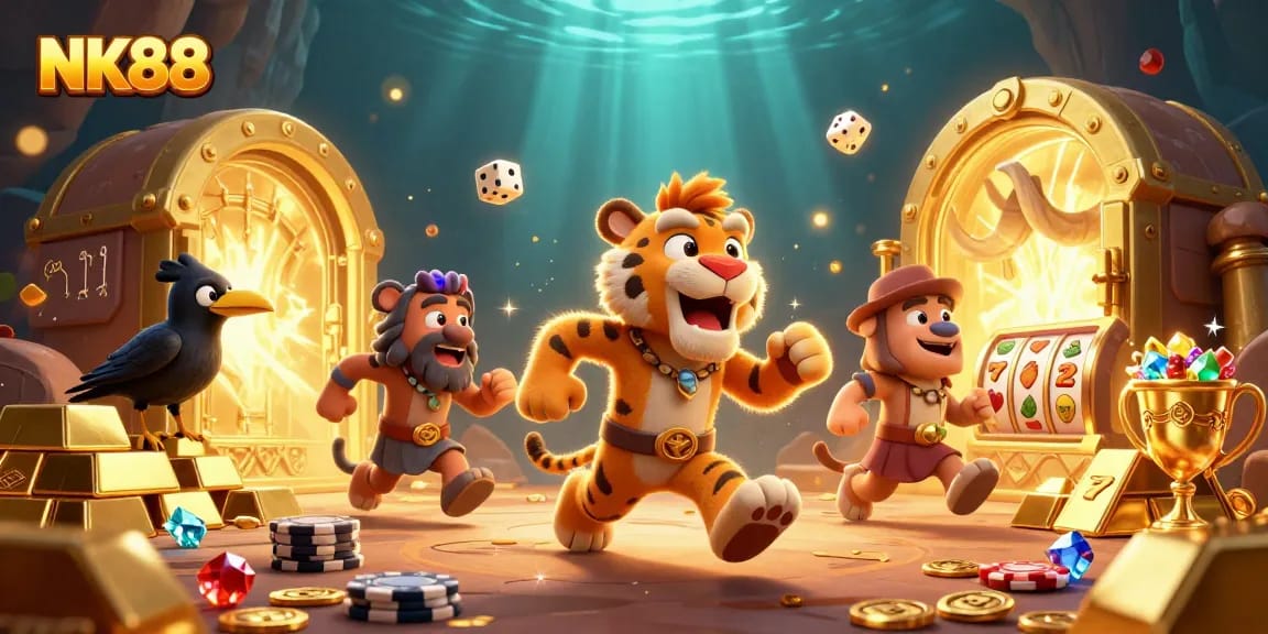 Experience thrilling jackpot action at NK88 with cavemen, tigers, and treasures!