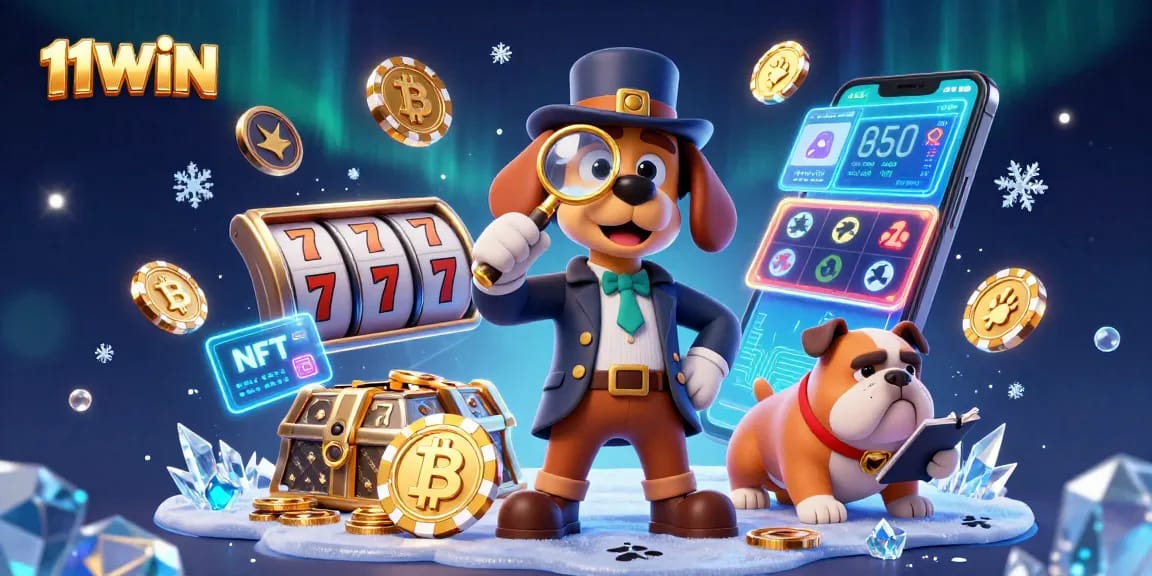 Engage with 11WIN through a rich casino illustration showcasing a detective uncovering poker chips.