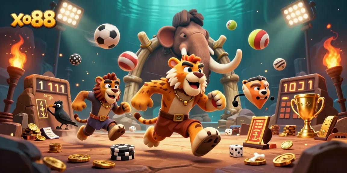 Experience the excitement of betting at xo88 with vibrant sports elements and dynamic casino visuals.