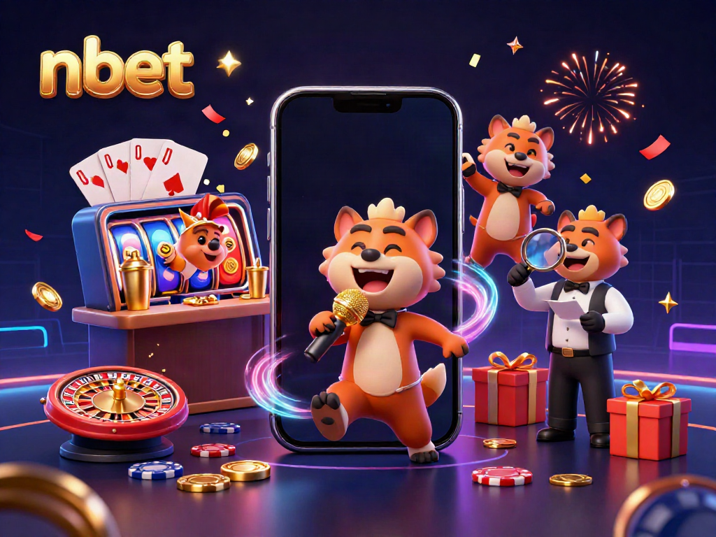 Experience the fun at nbet's comedy casino club with hyena characters and gaming elements.