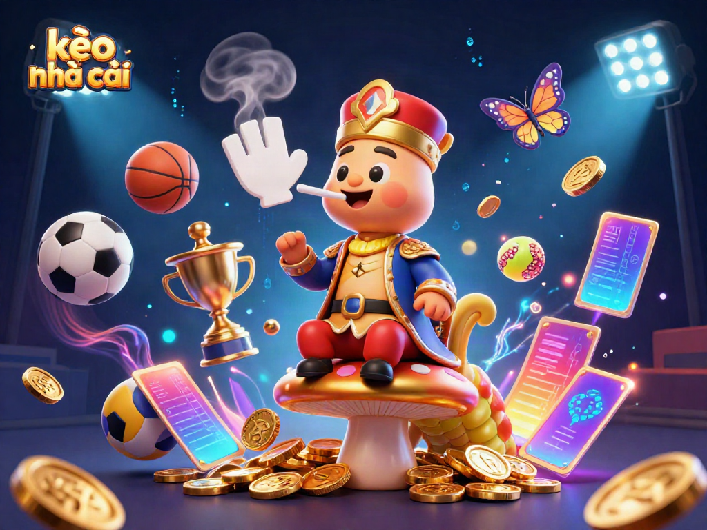 Experience kèo nhà cái with a vibrant 3D scene showcasing dynamic sports betting elements and characters.
