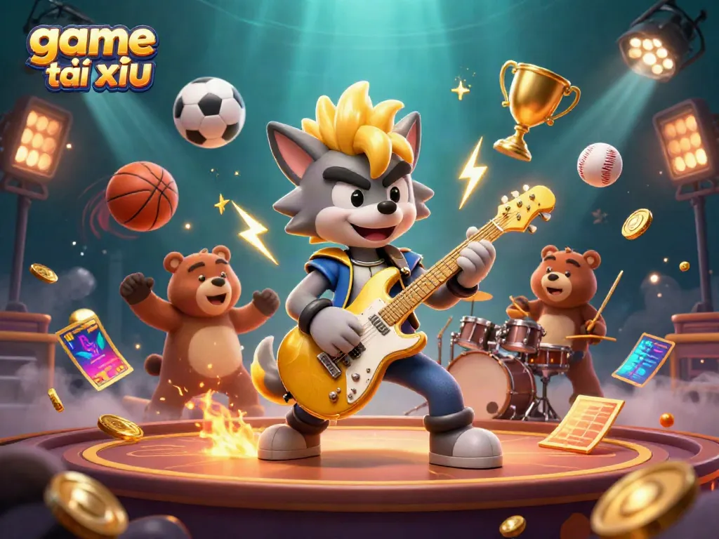 Experience the thrilling action of game tài xỉu in a vibrant casino scene with cartoon characters.
