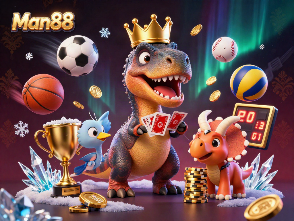 Experience thrilling sports betting with Man88 through dynamic 3D scenes showcasing excitement and fun.