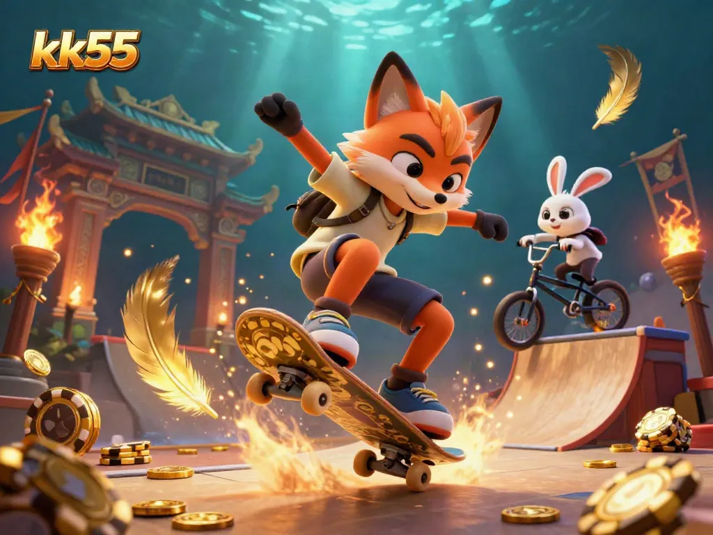 Experience the thrill of kk55 with dynamic characters in a vibrant casino scene, showcasing live gaming excitement.