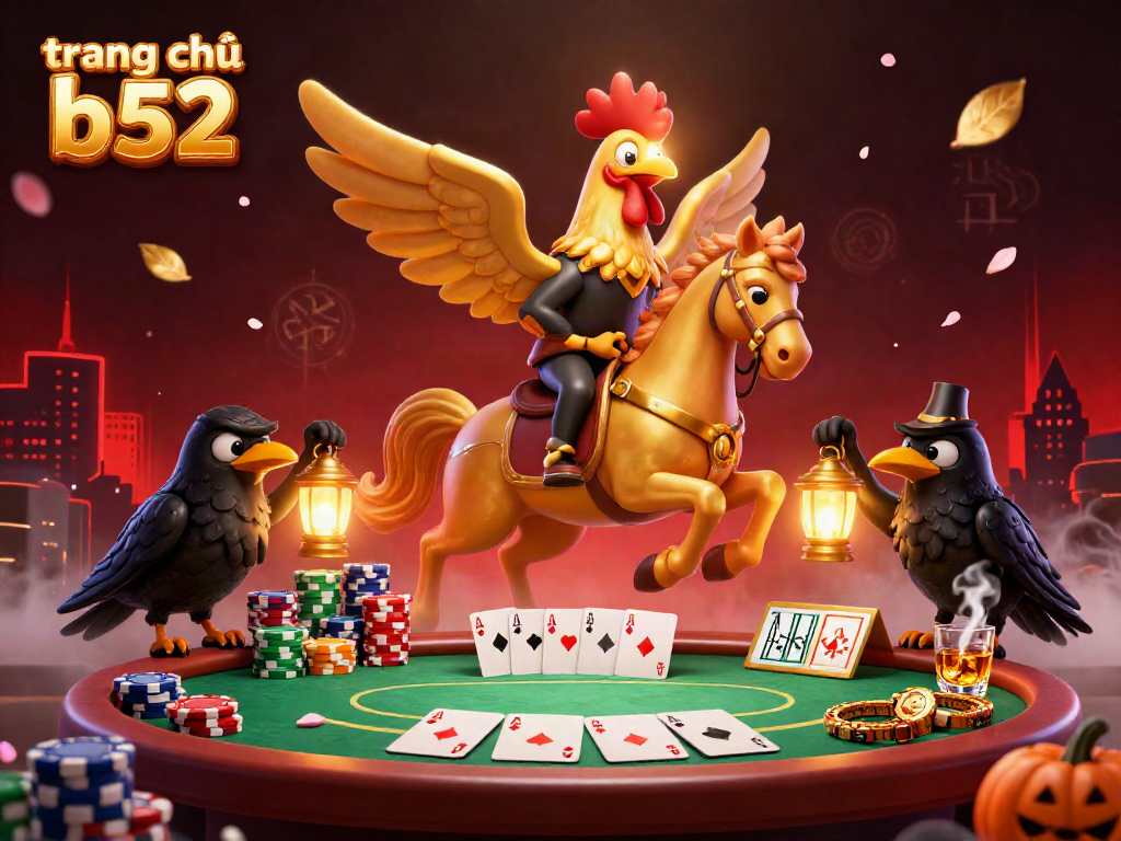 Experience thrilling gameplay on trang chủ b52 with a dynamic casino scene featuring poker elements and mystical characters.