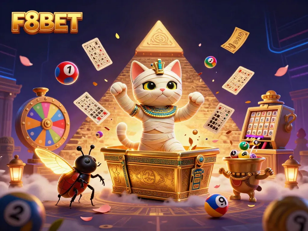 Bet and win at F8BET with a vibrant 3D illustration of a casino adventure scene filled with excitement.