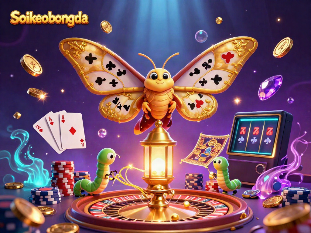 Experience thrilling moments with Soikeobongda as vibrant casino elements unfold in an enchanting 3D illustration.