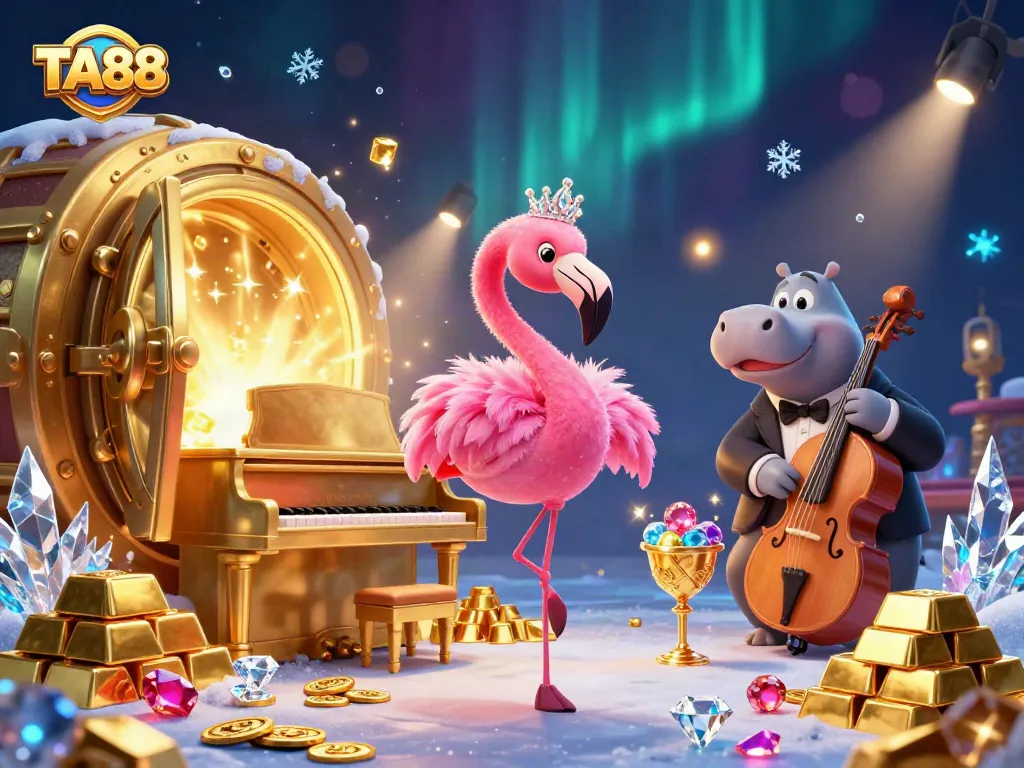 Engage with TA88's vibrant casino scene featuring lively animations and dazzling treasures.