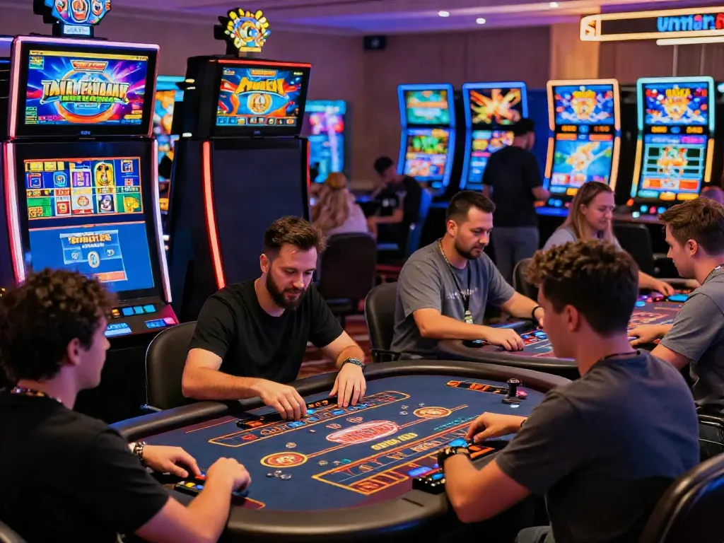 Players enjoying thrilling games at casinos not on gamstop with vibrant atmosphere.