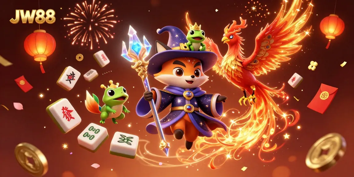 Experience the magical world of JW88 with vibrant characters and dynamic casino elements.