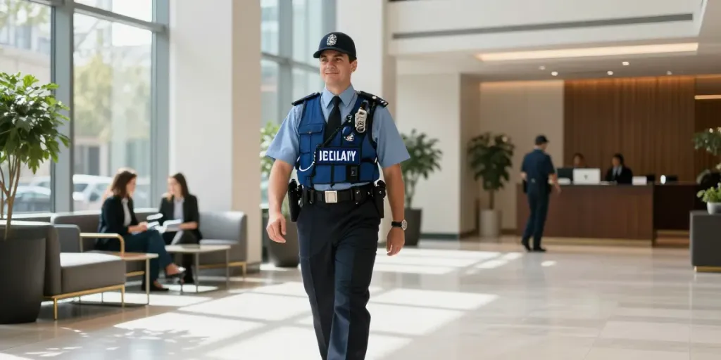 Security guard in London providing trusted community service.